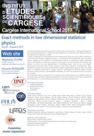Ecole de Physique: « Exact methods in low-dimensional statistical Physics »