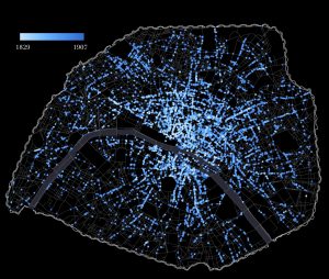 Analysis of economic activities during a century of urban growth in Paris